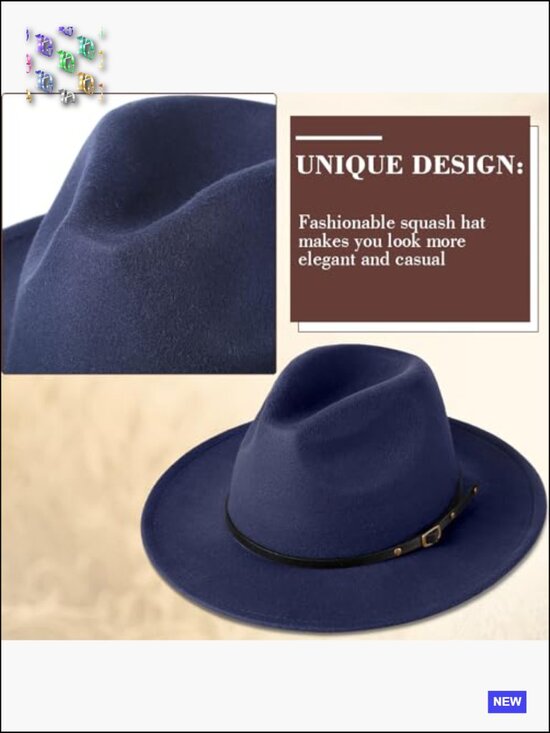 12 Pcs Felt Panama Hats with Belt Buckle - Adjustable Vintage Wool Brim Hats main image 6